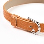 PU Leather Watch Band Strap, Watch Belt, Fit Slide Charms, with Iron Clasps, Platinum