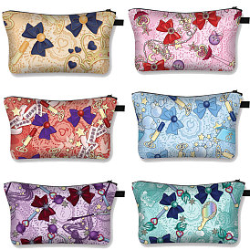 Butterfly Print Polyester Cosmetic Zipper Bag, Clutch Bags Ladies' Large Capacity Travel Storage Bag