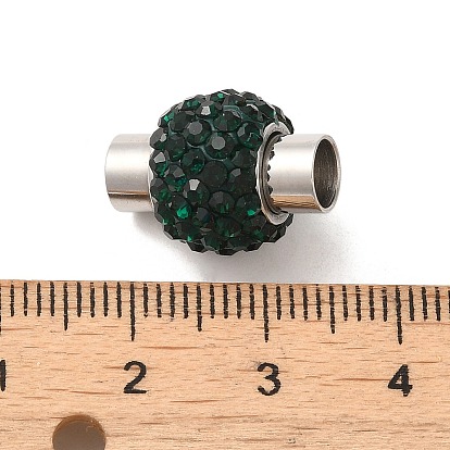 304 fermoirs magnétiques en acier inoxydable avec extrémités à coller, avec perles strass argile polymère , colonne