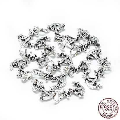 Thailand 925 Sterling Silver Charms, with Jump Ring, Anchor