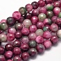 Dyed Natural Malaysia Jade Round Bead Strands, Imitated Tourmaline, Faceted