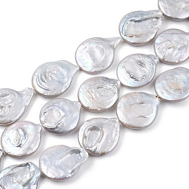Hebras de perlas keshi de perlas barrocas naturales, perla cultivada de agua dulce, plano y redondo
