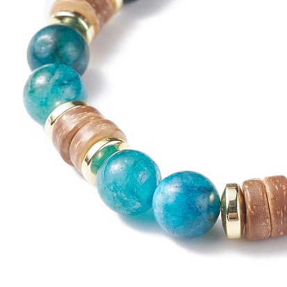 Bracelet extensible en perles de noix de coco naturelle et pierre pour femme