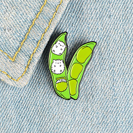 Cute Cartoon Cat Pea Plant Enamel Pin Badge Brooch for Backpacks and Jackets