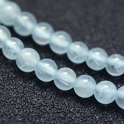 Natural Aquamarine Beads Strands, Grade A++, Round