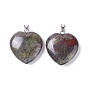 Natural Gemstone Pendants, Heart, with Platinum Tone Brass Findings, Heart