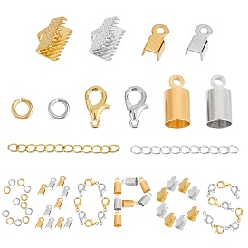 SUNNYCLUE DIY Jewelry Kits, Including Iron Ends, Zinc Alloy Lobster Claw Clasps, Brass Cord Ends & Jump Rings, Iron Ends with Twist Chain Extensions