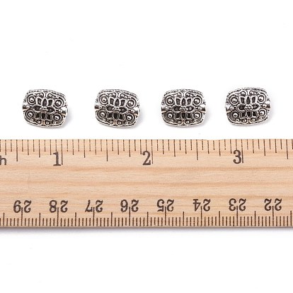 Abalorios de acero de rectángulo de estilo tibetano, sin plomo y el cadmio, 11 mm de ancho, 13 mm de largo, 6.5 mm de espesor, agujero: 1.5 mm