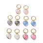Natural Gemstone Heart Dangle Earrings, Gold Plated 304 Stainless Steel Jewelry for Women