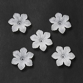 Tapas de cuentas de acrílico transparentes, 6-pétalo, esmerilado, flor