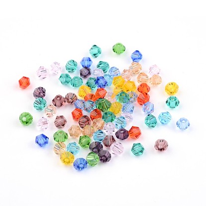 Toupies facettes perles de verre transparent, 3mm, trou: 0.5 mm, environ 600 PCs / sachet 