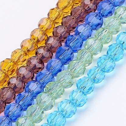 Chapelets de perles en verre transparentes  , à facettes (32 facettes), abaque