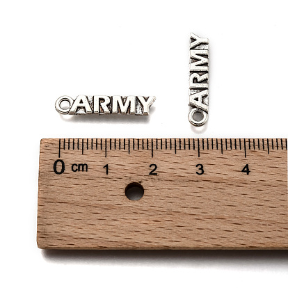 Tibetan Style Alloy Pendants, with Word Army, Cadmium Free & Lead Free, 22x4.5x2mm, Hole: 2mm, about 1075pcs/1000g