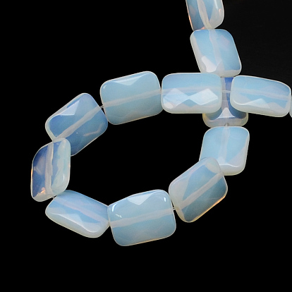 Faceted Rectangle Opalite Beads Strands, 16x12~13x5~6mm, Hole: 1mm, about 13pcs/strand, 8.26 inch