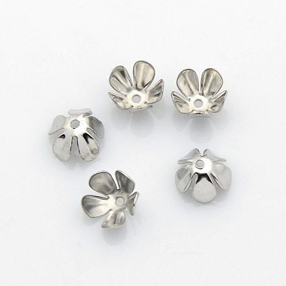 5 fer -petal bouchons fleurs de perles, 8x4mm, Trou: 1mm