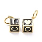 Brass Enamel Pendants, with Jump Ring, Long-Lasting Plated, Cube with Word LOVE, Real 18K Gold Plated