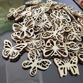 50 Ornement de découpes en forme de papillon en bois creux non fini, pendentifs suspendus vierges papillon, fournitures de peinture bricolage