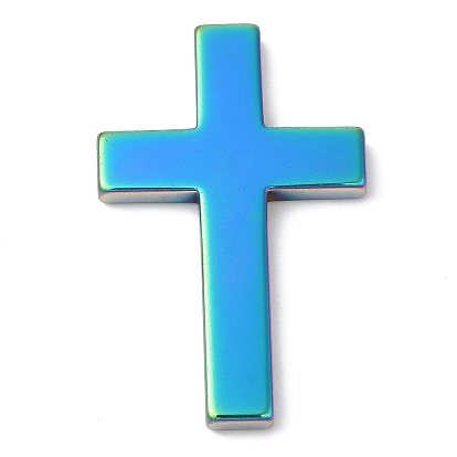 Electroplated Synthetic Non-magnetic Hematite Cabochons, Religion Cross