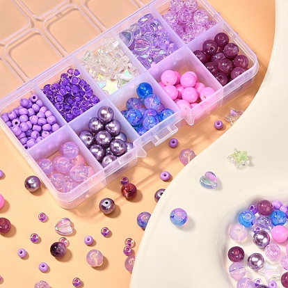 DIY Beads Jewelry Making Finding Kit, Including Imitation Gemstone & Crackle & Heart & Star & Round Acrylic & Glass Beads