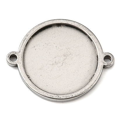 201 Stainless Steel Cabochon Connector Settings, Flat Round