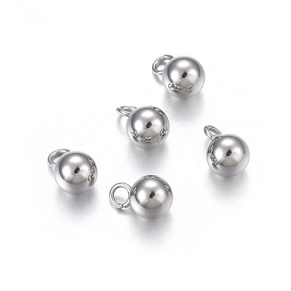 Revestimiento de iones (ip) 304 amuletos de esfera de acero inoxidable, bola redonda