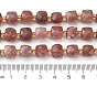 Natural Strawberry/Green Strawberry Quartz Beads Strands, with Seed Beads, Faceted Cube
