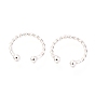 925 Sterling Silver Cuff Earrings, Twisted with Round