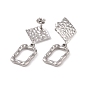 304 Stainless Steel Hollow Out Rectangle with Rhombus Dangle Stud Earrings for Women