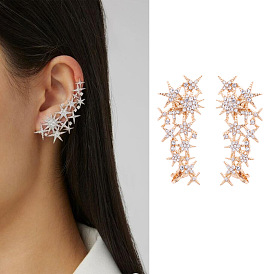 Alloy European and American exaggerated ear studs and earrings with multiple pentagrams and stars.
