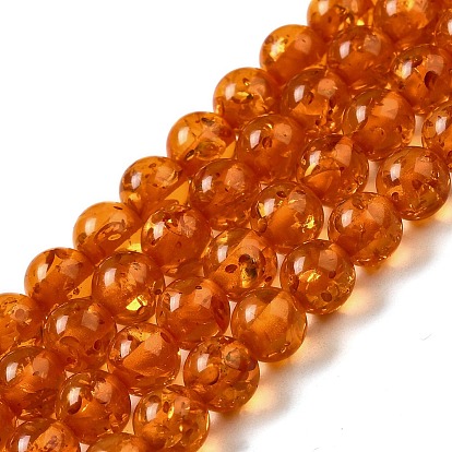Resin Imitation Amber Beads Strands, Round
