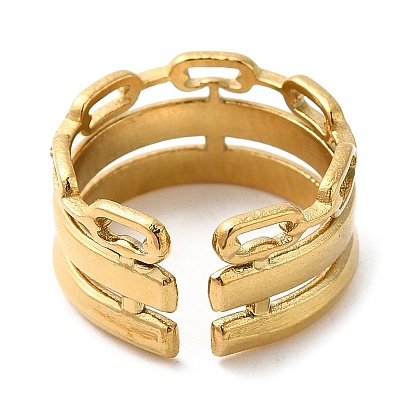 304 anillos de puño abiertos ovalados huecos de acero inoxidable para mujer