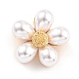 Broche de aleación de flores con perla de resina, exquisito pin de solapa para niña mujer, dorado