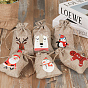 Christmas Theme Linenette Drawstring Bags, Rectangle with Pattern, Peru