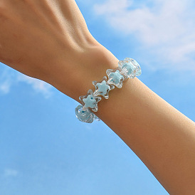 Cute Transparent Acrylic Star Elastic Bracelet - Creative, European and American Style, Beaded Accessory.