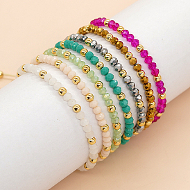 Bracelets de perles de verre tressés ajustables