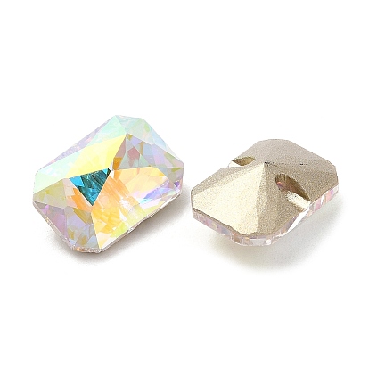 K5 botones de cristal con diamantes de imitación, espalda plateada, facetados, Rectángulo