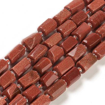 Synthetic Goldstone Beads Strands, Faceted Column