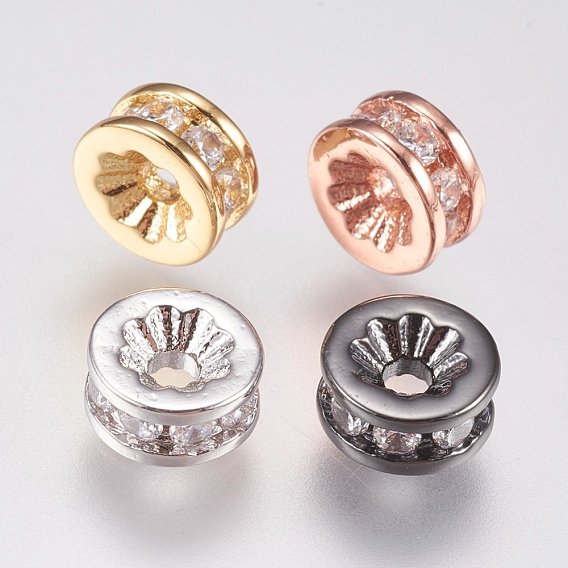 Micro cuivres ouvrent cubes zircone perles d'espacement, plat rond, clair