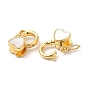 Rack Plating Brass Twister Clasps, with Shell, Cadmium Free & Lead Free, Real 18K Gold Plated, Long-Lasting Plated