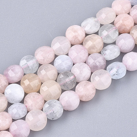 Perlas naturales morganita hebras, facetados, plano y redondo