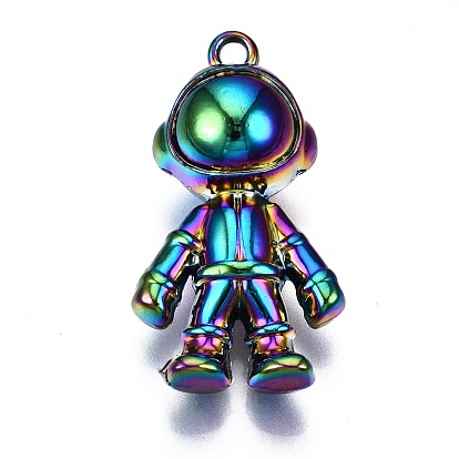 Rainbow Color Alloy Pendants, Cadmium Free & Nickel Free & Lead Free, Spaceman and Robot