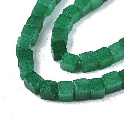 Natural White Jade Beads Strands, Dyed, Cube