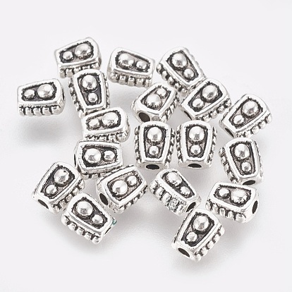 Tibetan Style Alloy Beads, Lead Free & Cadmium Free, about 6mm long, 5mm wide, 4mm thick, hole: 1mm