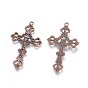 Tibetan Style Alloy Pendants, For Easter, Lead Free and Cadmium Free, Crucifix Cross Pendant, about 43.5mm long, 26mm wide, 3mm thick, hole: 2mm