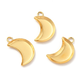 Ion Plating(IP) 304 Stainless Steel Pendant Cabochon Settings, Plain Edge Bezel Cups, Crescent Moon