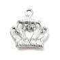 Alloy Rhinestone Pendants, Platinum Tone Crown Charms