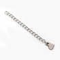 304 Stainless Steel Chain Extender, with Heart Chain Tab