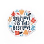 50Pcs Self Love Theme Cartoon English Word Paper Sticker Label Set, Adhesive Label Stickers, for Suitcase & Skateboard & Refigerator Decor