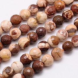 Naturelles zèbre jaspe perles brins, facette, ronde