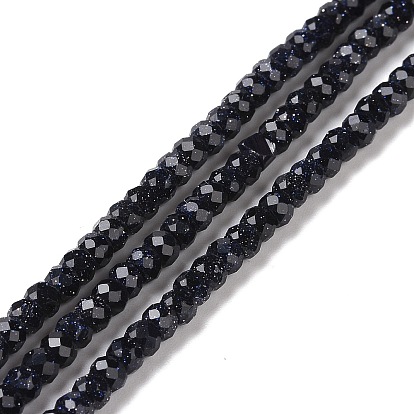 Synthetic Blue Goldstone Beads Strands, Faceted, Rondelle